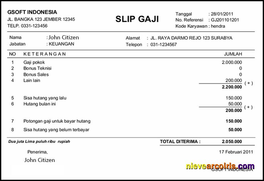 INDONESIA GSOFT payslip